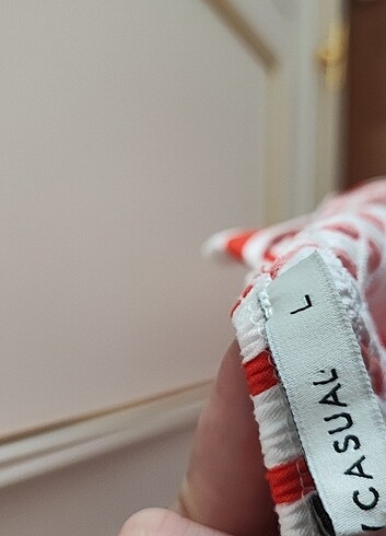 L beden çizgili elbise - Görsel 5