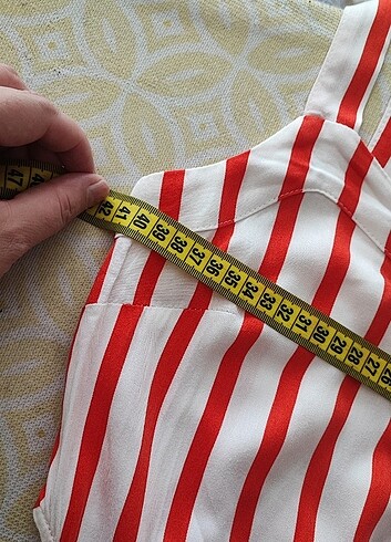 L beden çizgili elbise - Görsel 8