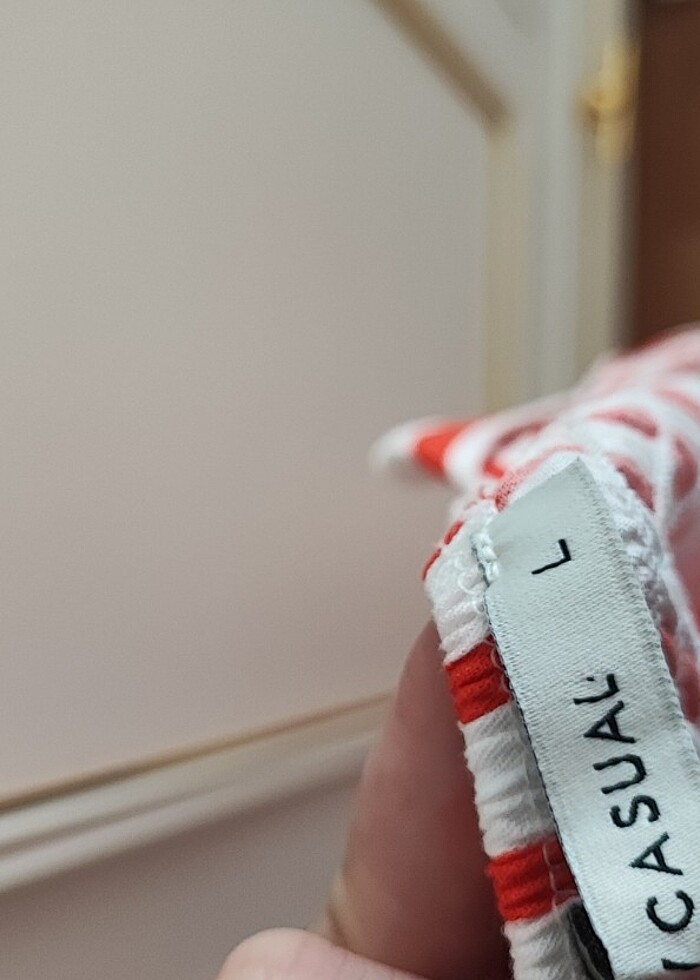 L beden çizgili elbise - Görsel 5