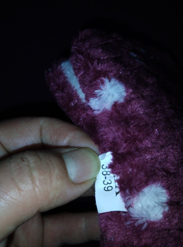 Bordo Kadife Ev Terliği - Görsel 2