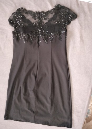 Siyah V Yaka Midi Klasik Gotik Elbise - Görsel 2