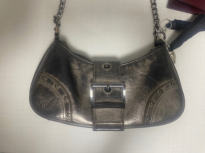 Pull and Bear pull and bear metalik/soluk gri çanta