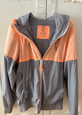 Gri Turuncu Kapüşonlu Spor Ceket Pull&Bear