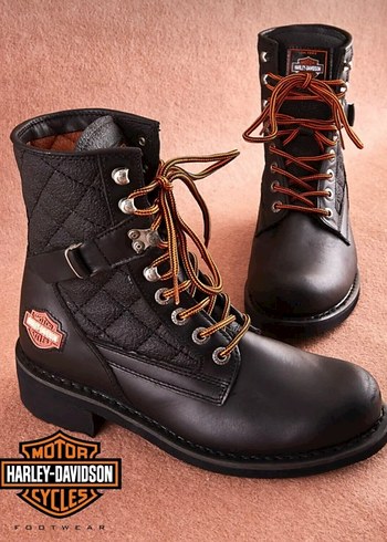 Siyah Deri Tokalı Biker Botlar - Görsel 8