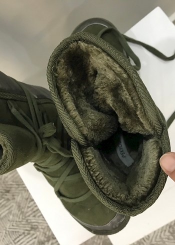 Kadın Haki Süet Kamuflaj Dolgu Topuklu Bot - Görsel 5