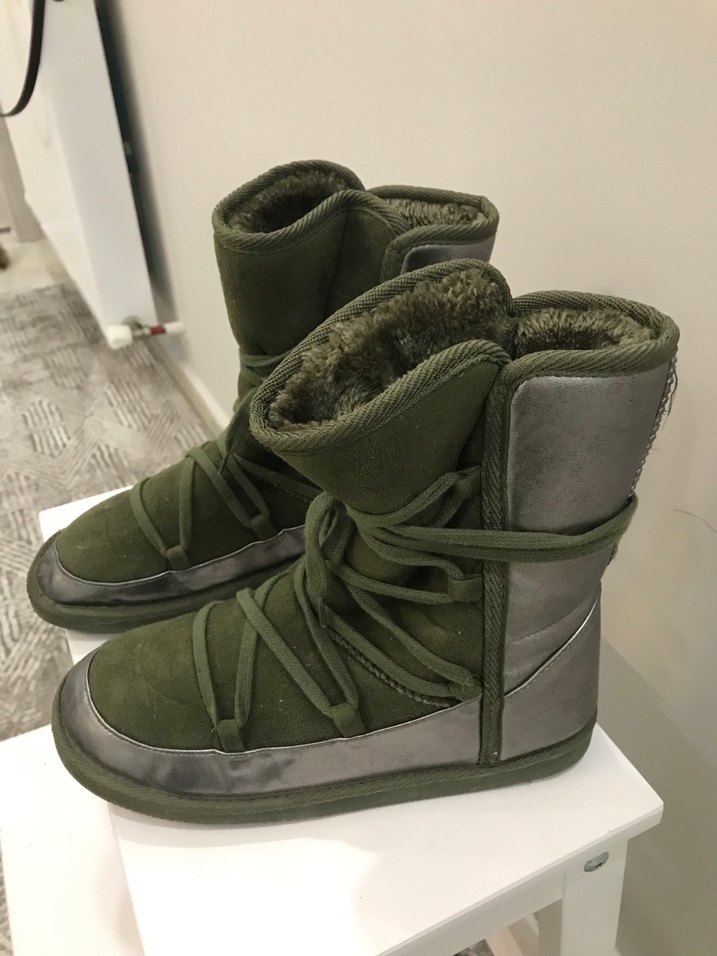 Kadın Haki Süet Kamuflaj Dolgu Topuklu Bot - Görsel 2