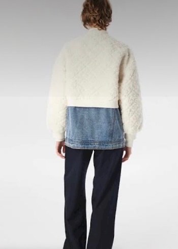 Beyaz Kürklü Midi Denim Ceket - Görsel 2