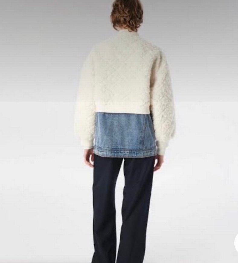 Beyaz Kürklü Midi Denim Ceket - Görsel 2