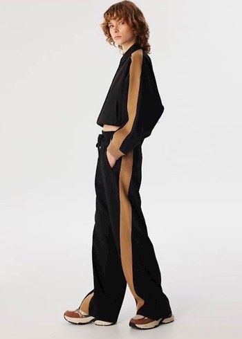 Siyah Bej Şeritli Kadın Eşofman Takımı - Görsel 2