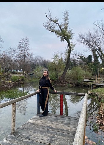 Siyah Bej Şeritli Kadın Eşofman Takımı - Görsel 5