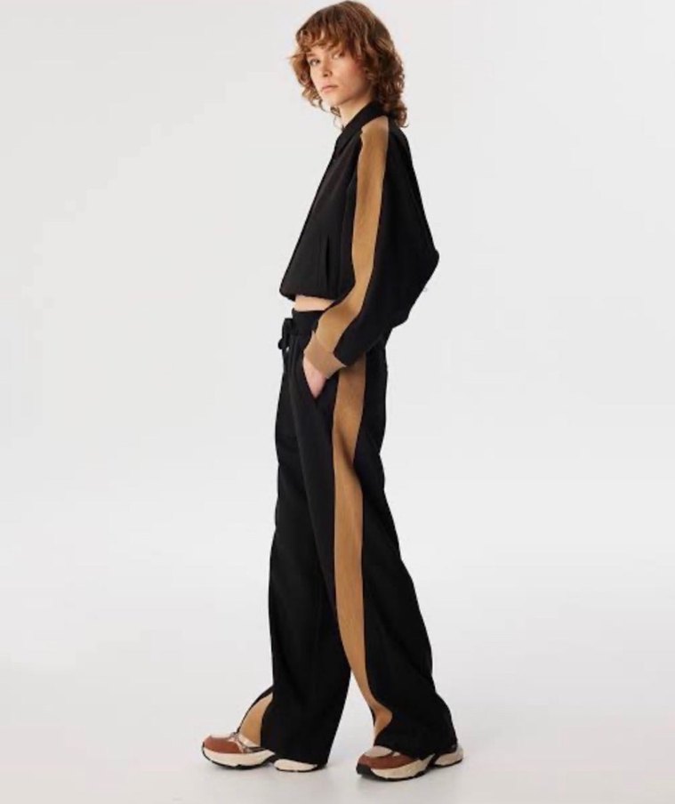 Siyah Bej Şeritli Kadın Eşofman Takımı - Görsel 2