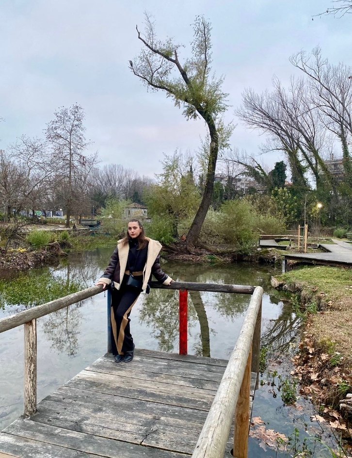 Siyah Bej Şeritli Kadın Eşofman Takımı - Görsel 4