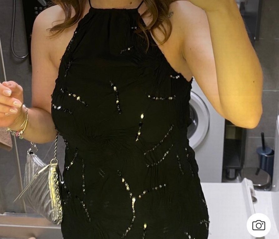 İşlemeli Siyah Uzun  Elbise - Görsel 3