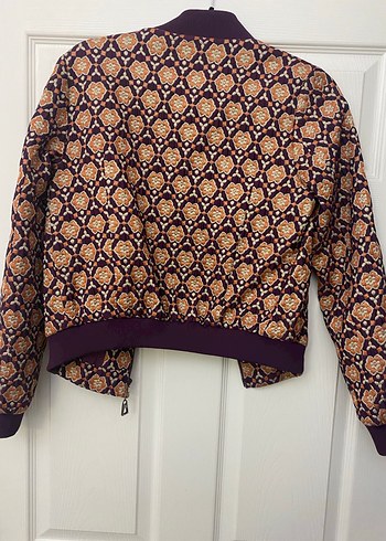 Perspective marka Desenli Mor Kadın Fermuarlı Ceket - Görsel 2