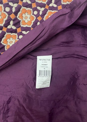 Perspective marka Desenli Mor Kadın Fermuarlı Ceket - Görsel 5
