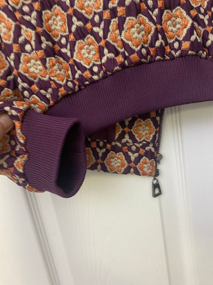 Perspective marka Desenli Mor Kadın Fermuarlı Ceket - Görsel 4