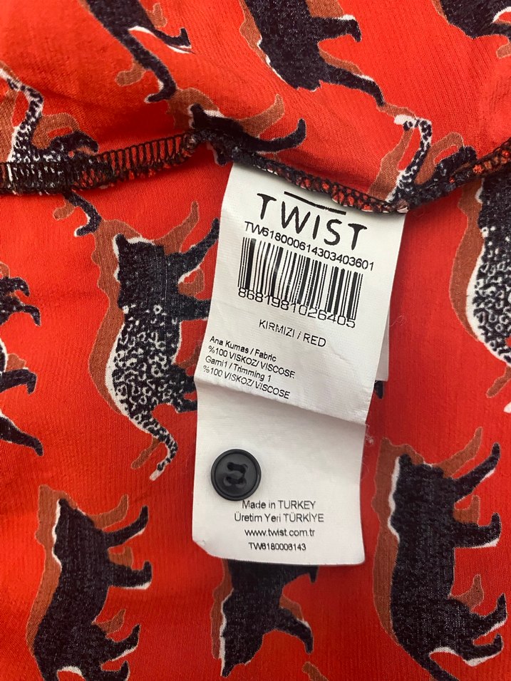 Twist marka 36 beden Kırmızı Desenli Kadın Gömlek - Görsel 3