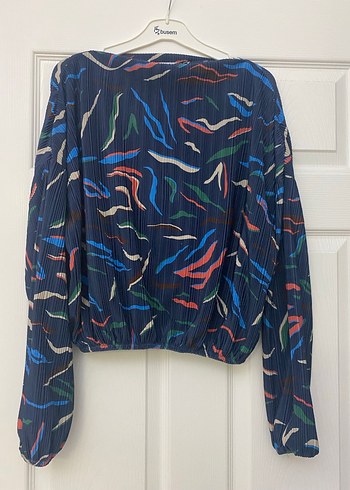 Jimmy Key Lacivert Bol Kesim Kayık Yaka Bluz - Görsel 2