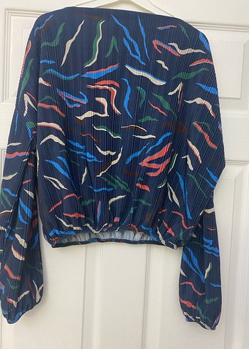 Jimmy Key Lacivert Bol Kesim Kayık Yaka Bluz - Görsel 3