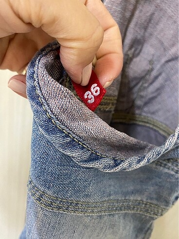 36 Beden mavi Renk Fermuar detaylı denim elbise