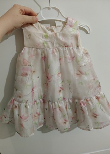 hm Kız Çocuk Pembe Çiçekli Kolsuz Elbise
