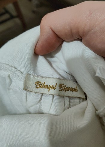 12-18 Ay Beden Nakışlı V Yaka Beyaz Bohem Elbise