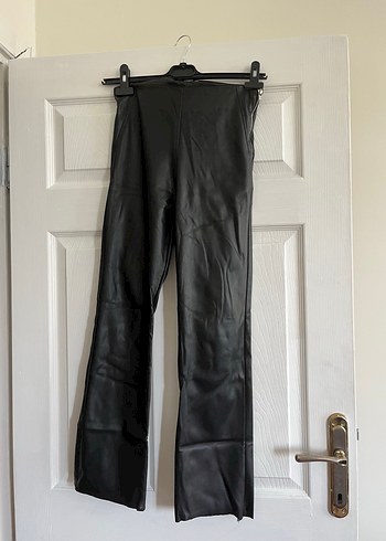 Siyah Deri Kadın Skinny Pantolon