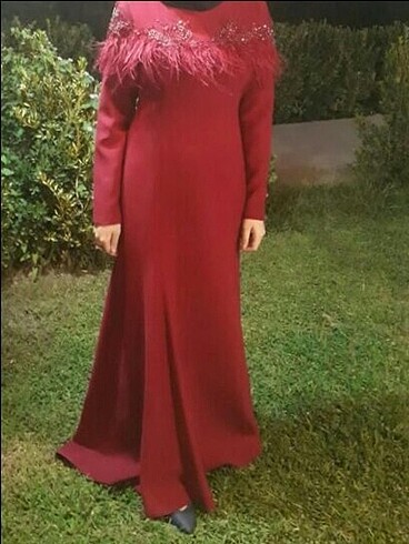 Balık model tüylü abiye