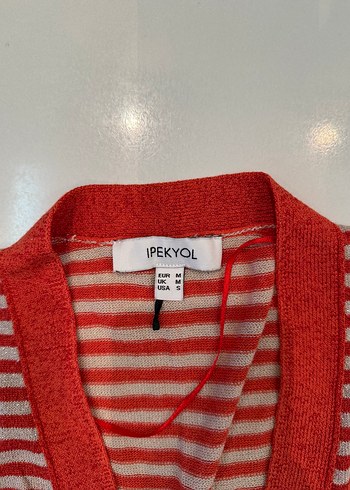 m Beden kırmızı Renk İpekyol Çizgili Kadın Triko Hırka