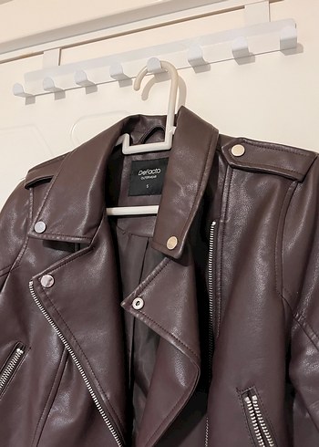 DEFACTO KAHVERENGİ BİKER DERİ CEKET - Görsel 3