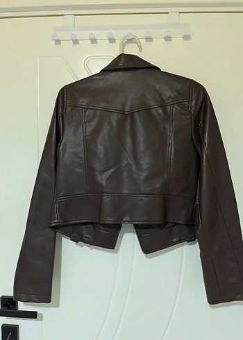 DEFACTO KAHVERENGİ BİKER DERİ CEKET - Görsel 4