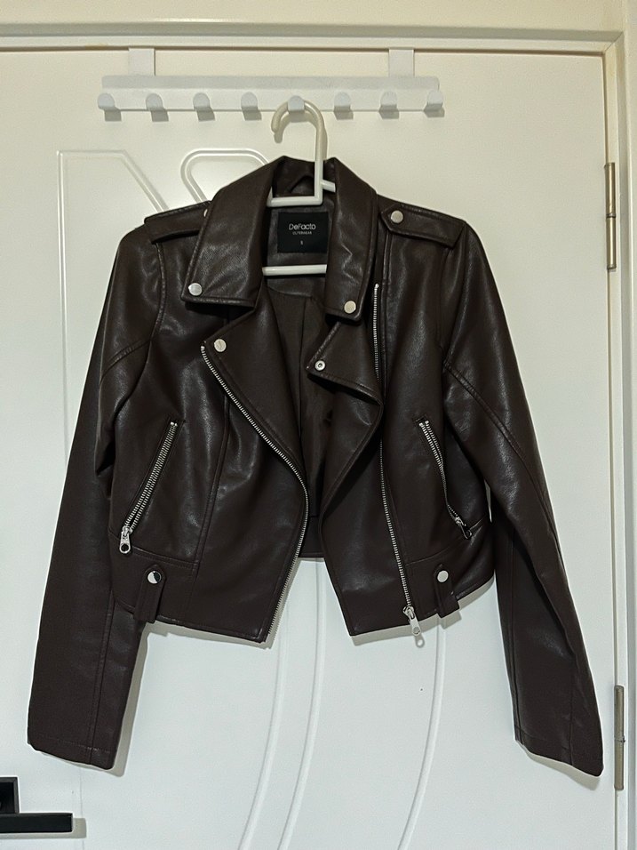 DEFACTO KAHVERENGİ BİKER DERİ CEKET - Görsel 5