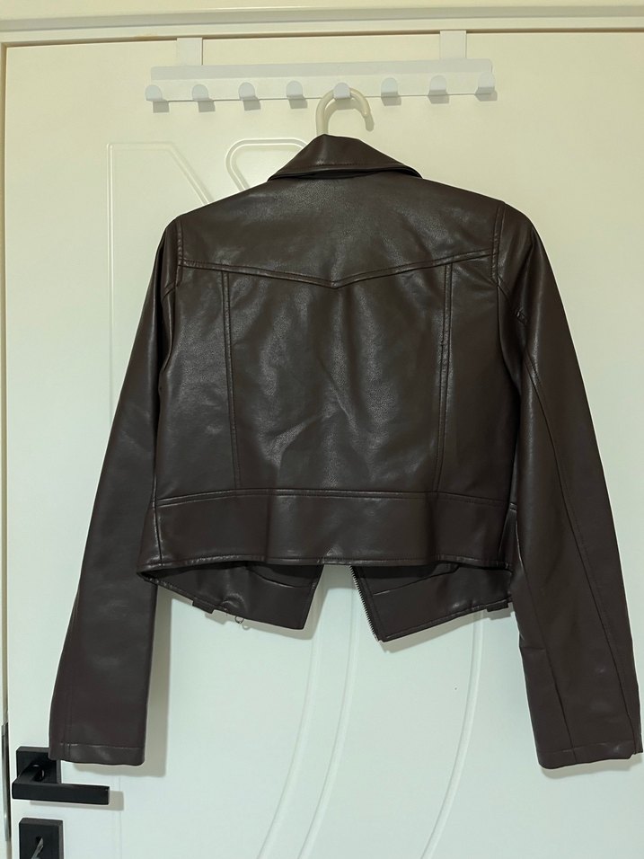 DEFACTO KAHVERENGİ BİKER DERİ CEKET - Görsel 4