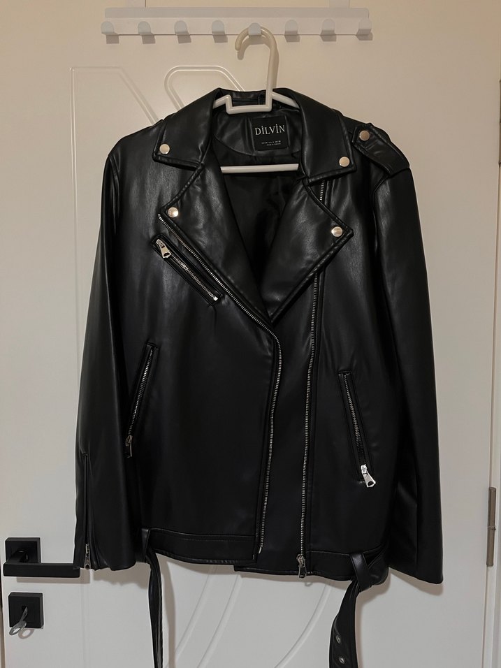 DİLVİN UZUN BİKER DERİ CEKET - Görsel 2