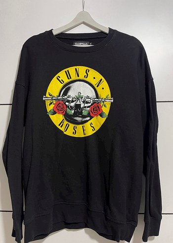Siyah Guns N' Roses Baskılı Sweatshirt