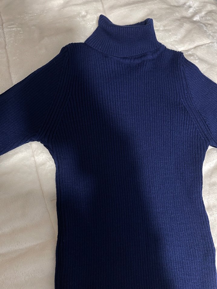 Lacivert Balıkçı Yaka Kadın Triko Kazak - Görsel 2