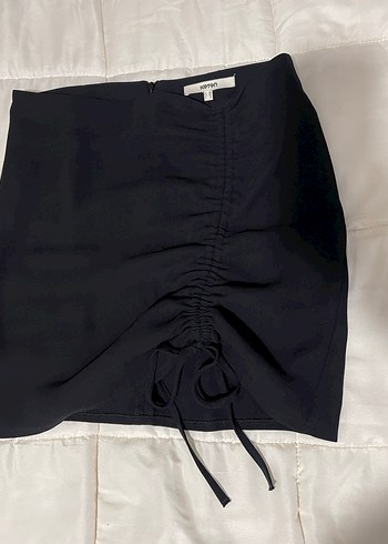 Siyah Drapeli Büzgülü Mini Etek - Görsel 3