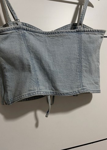 Bershka Düğmeli Denim Kadın Büstiyer - Görsel 3