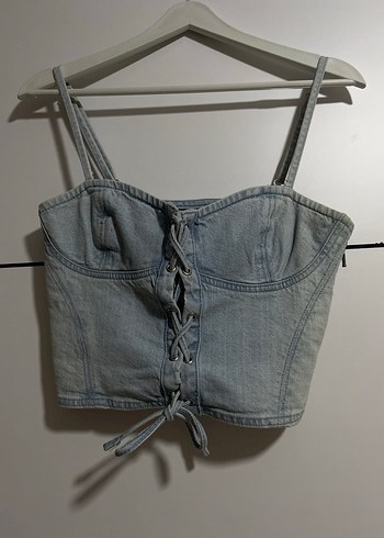 Bershka Düğmeli Denim Kadın Büstiyer - Görsel 2