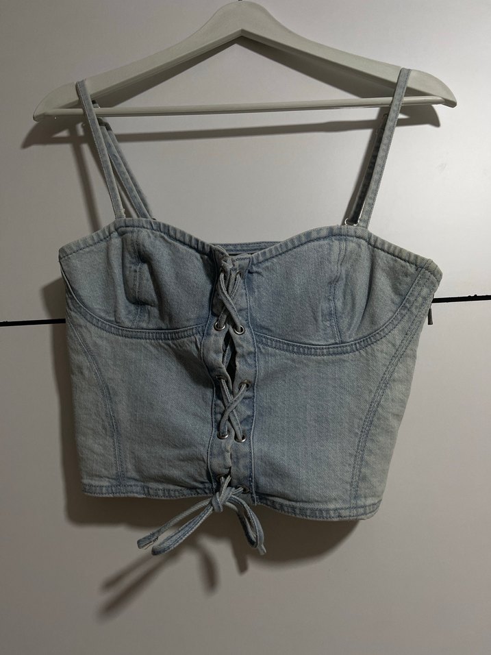 Bershka Düğmeli Denim Kadın Büstiyer - Görsel 2