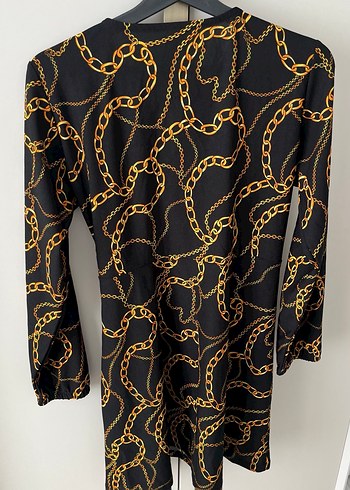 Zincir Desenli Uzun Kollu Kadın Elbise - Görsel 2