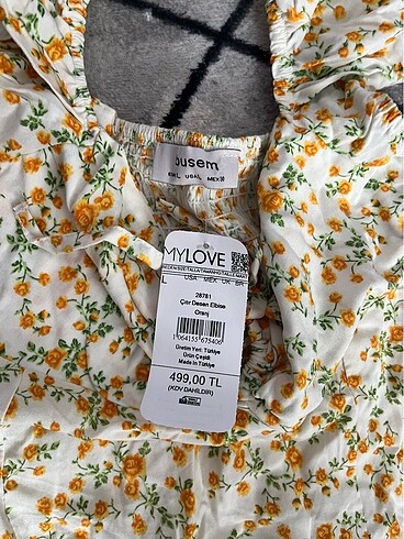H&M Etiketli sıfır çiçekli yırtmaçlı elbise