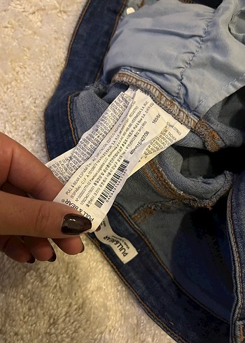 Pull and bear Kadın Mavi Denim Normal Boy Bol Kesim şort - Görsel 4