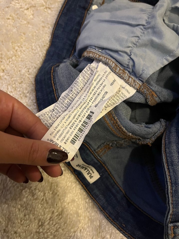 Pull and bear Kadın Mavi Denim Normal Boy Bol Kesim şort - Görsel 4