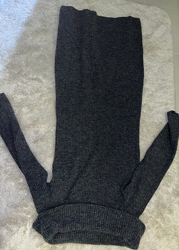 H&M Gri Triko Uzun Kadın Elbise - Görsel 3