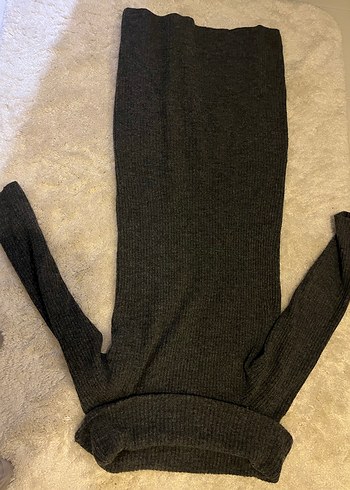 H&M Gri Triko Uzun Kadın Elbise - Görsel 4