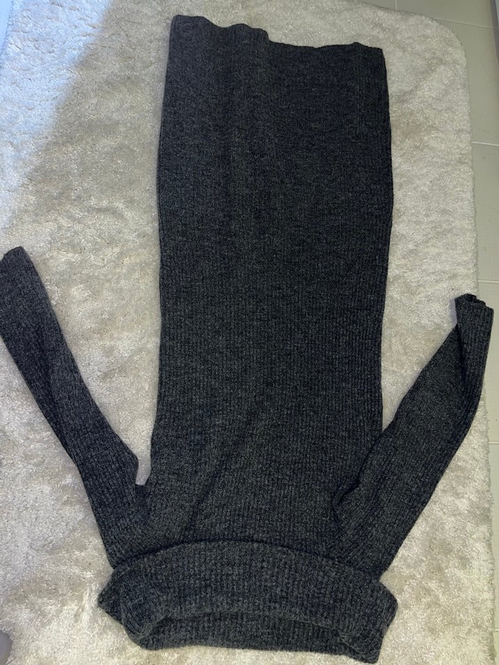 H&M Gri Triko Uzun Kadın Elbise - Görsel 3