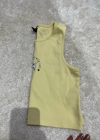 Kızlar için Sarı Baskılı Pamuklu Atlet - Görsel 5