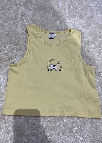 Kızlar için Sarı Baskılı Pamuklu Atlet - Görsel 2