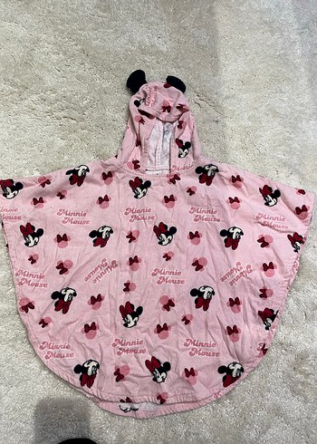 LCW Minnie Mouse Kapüşonlu Kız Panço - Görsel 6